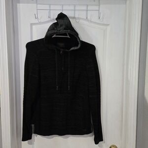 Outpost Makers Quarter Zip Hoodie Mens Large Black Space Dye Thick Sweater‎